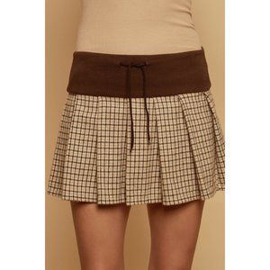 HONEYDROP Tokyo Vintage Mini Pleated Warm Chocolate Brown Skirt Size S